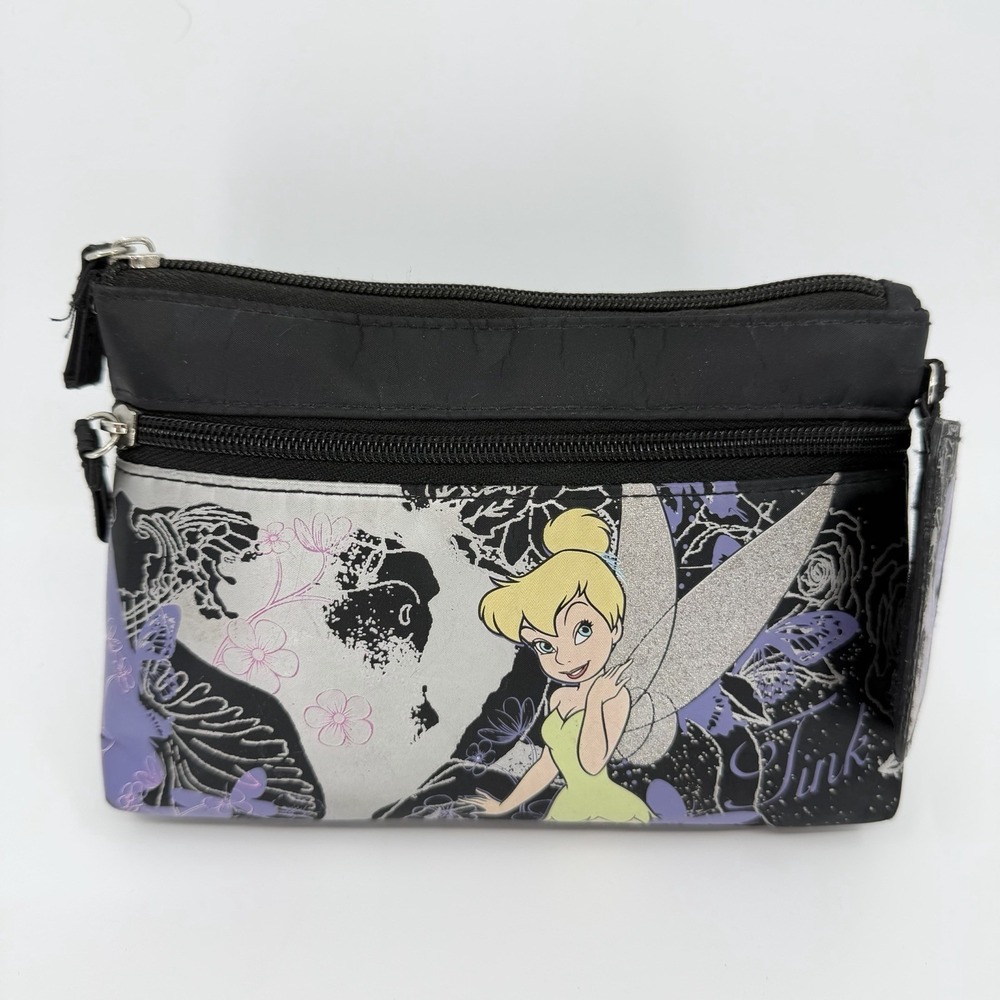 Disney Tinkerbell Black/Purple‎ Clutch Purse With Photo Slot 8" x 6"